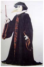 Un médico de la peste con su extravagante vestimenta
